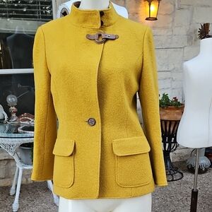 Lapine Blanche Japan 65% Yellow Wool Crop Blazer Jacket Small 38